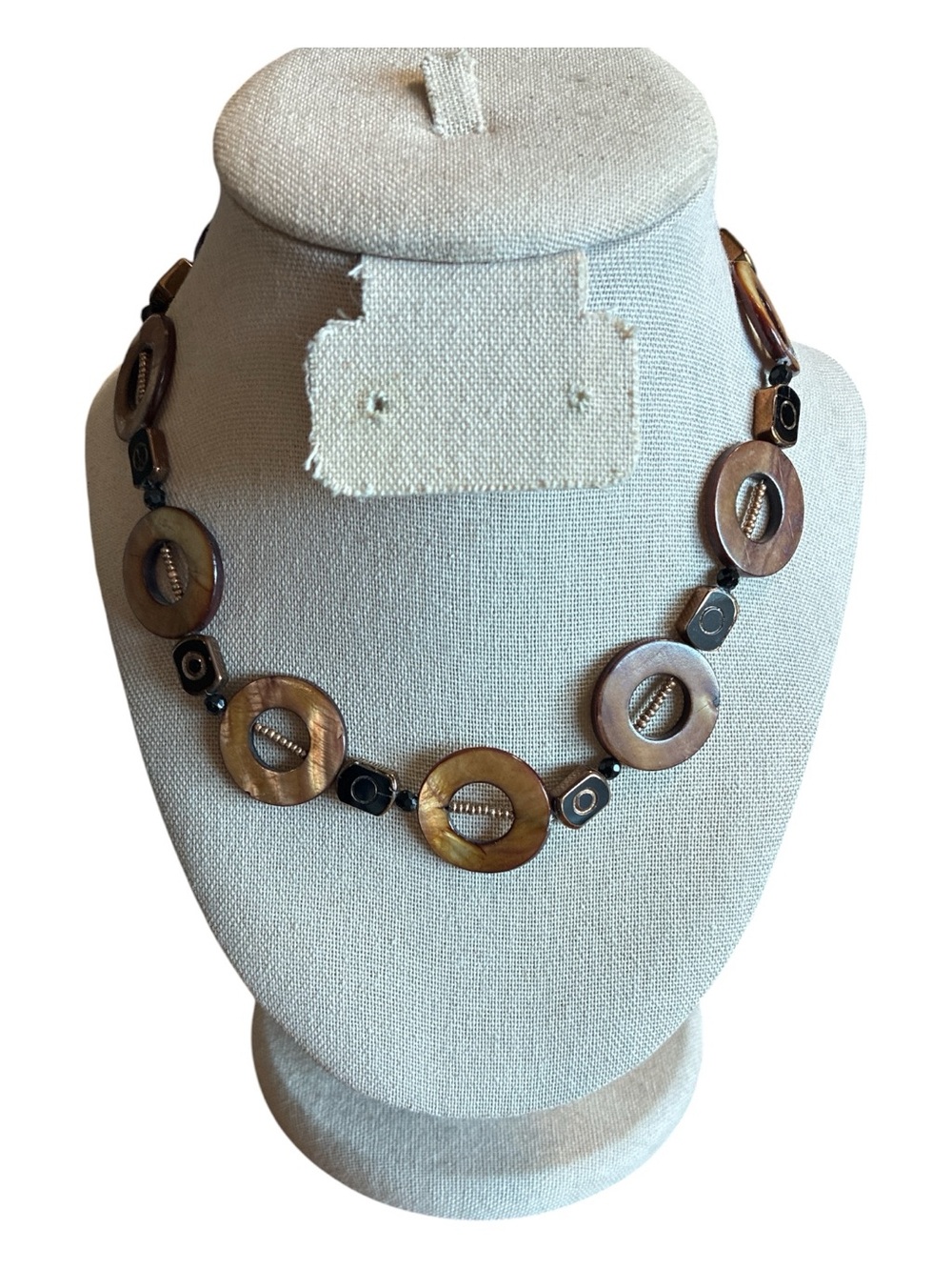Handcrafted Brown Disc Link Necklace